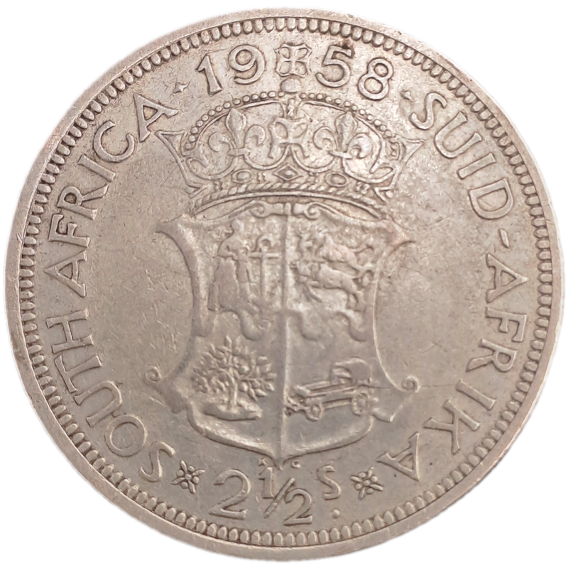 1958 South Africa Silver 2½ Shillings - Elizabeth II 1st portrait