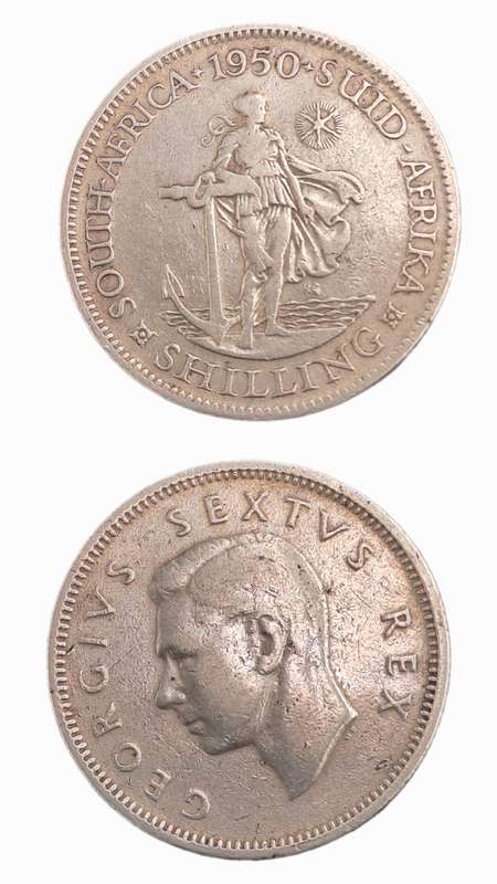 1950 South Africa Silver 1 Shillings - George VI Shilling