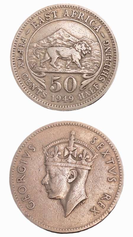 1949 East Africa 50 Cents-Half Shilling - George VI