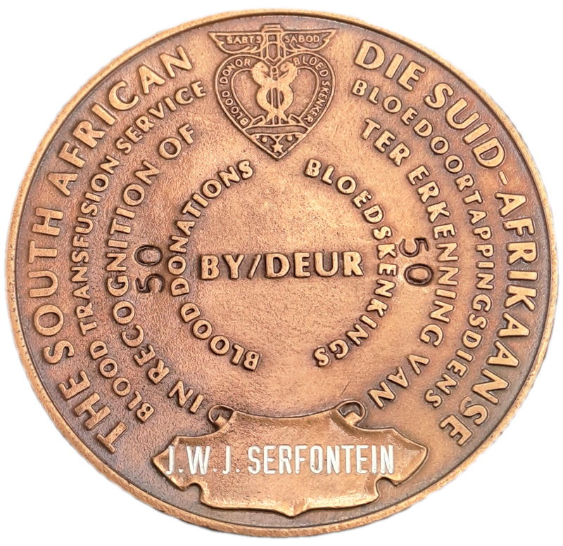 William Harvey 1578-1657-SA Blood Transfusion Service, 50th Blood Donation issued J.W.J Serfontein-