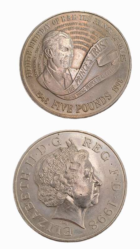 1998 5 Pounds - Elizabeth II 4th portrait-Prince Charles' 50th Birthday Coin