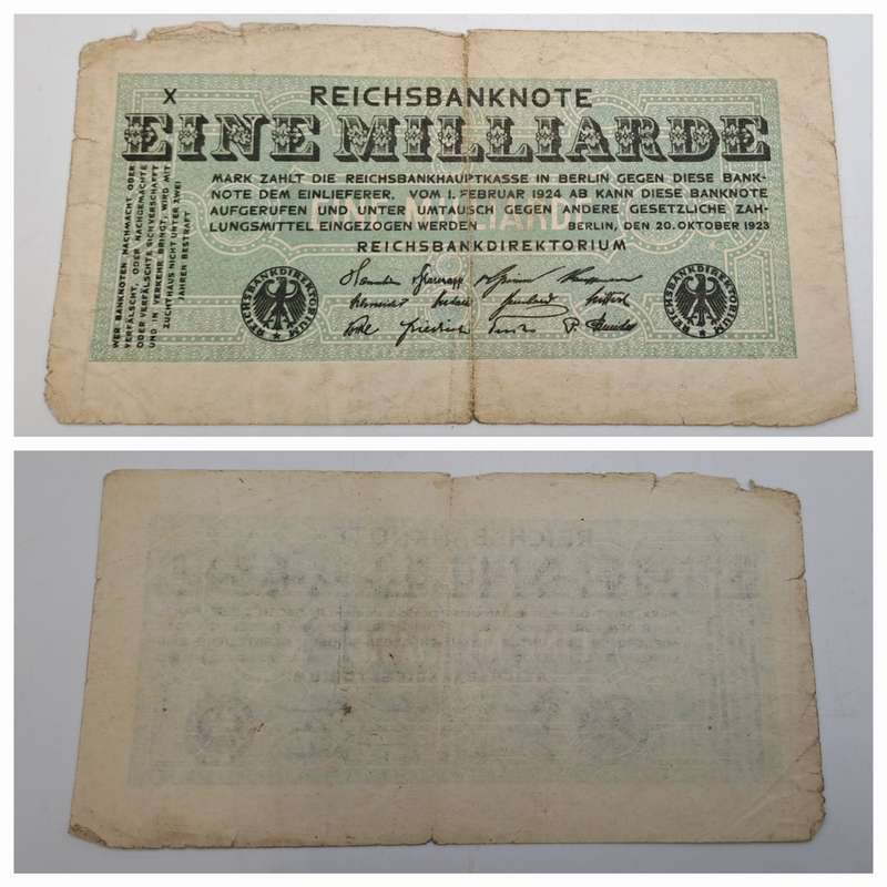 1923  Germany (1871-1948) 1 000 000 000 (1 Miljard) Mark Reichsbanknote