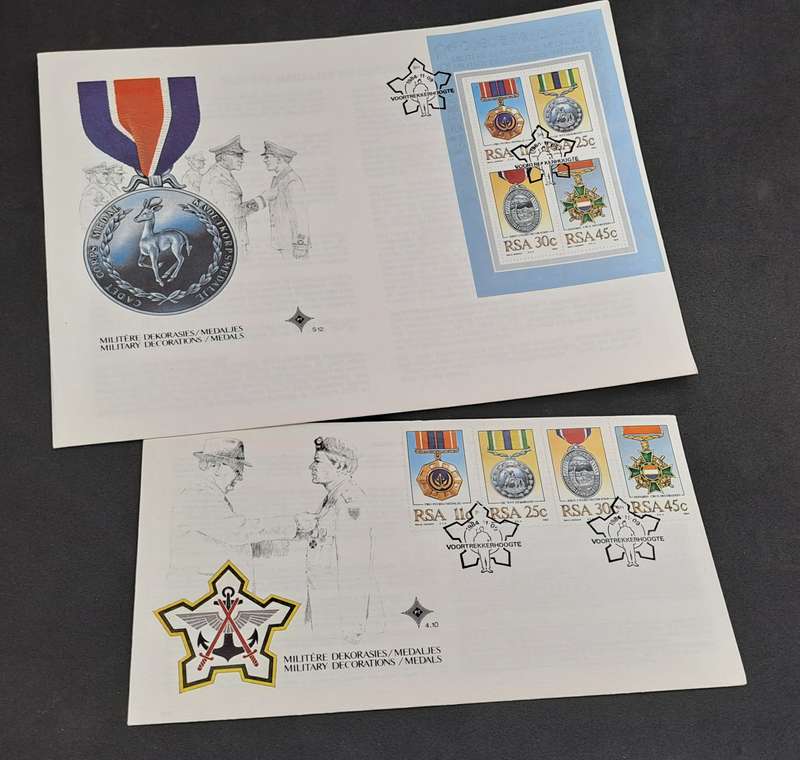 1984 RSA Military Medals and Decorations 2 FD Covers S12 and 4.10 + 4 Maxi Cards+ Stamp set