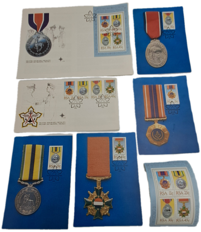 1984 RSA Military Medals and Decorations 2 FD Covers S12 and 4.10 + 4 Maxi Cards+ Stamp set