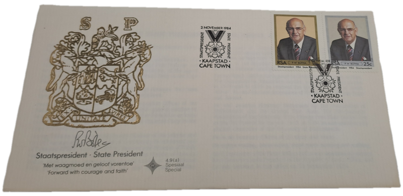 2 November 1984 FDC State President PW Botha Cape Town (3 Available)