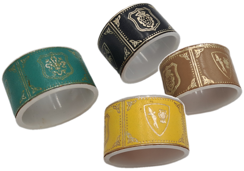 4 Vintage Leather Covered Napkin Rings 4,8cm x 3cm