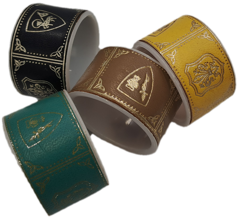 4 Vintage Leather Covered Napkin Rings 4,8cm x 3cm