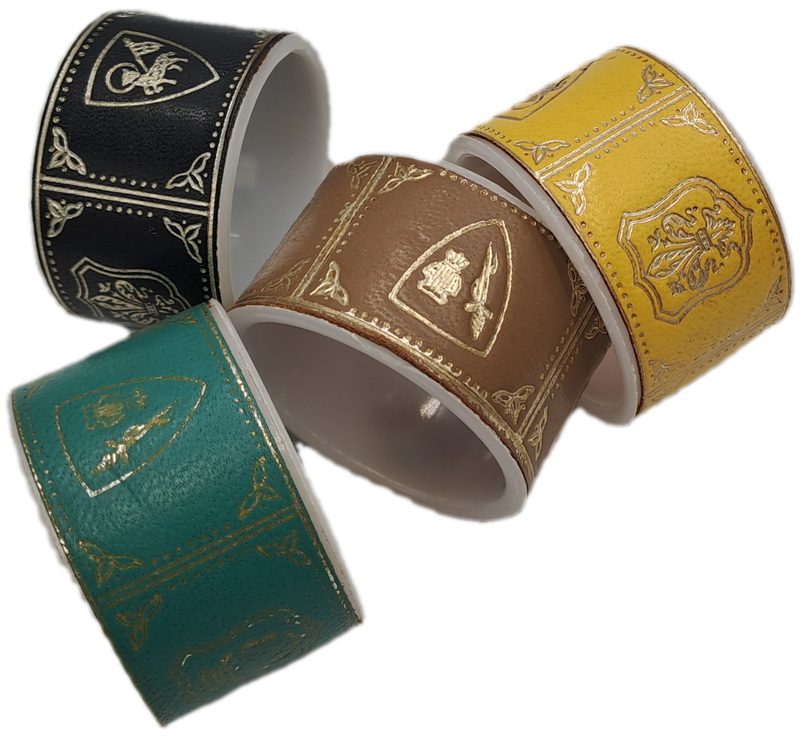 4 Vintage Leather Covered Napkin Rings 4,8cm x 3cm