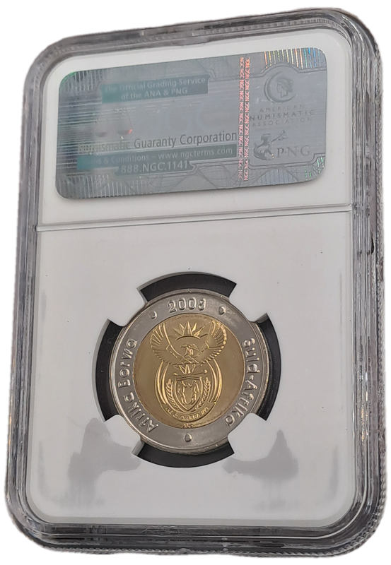 2008 South Africa R5 Mandela 90th Birthday NGC Graded MS 66