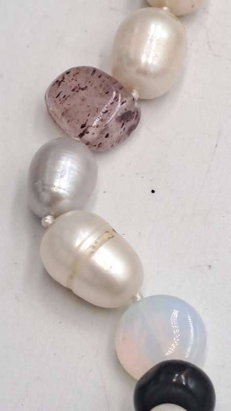 Vintage Genuine baroque Pearl,turquoise,lepidolite Natural stone Necklace with matching bracelet