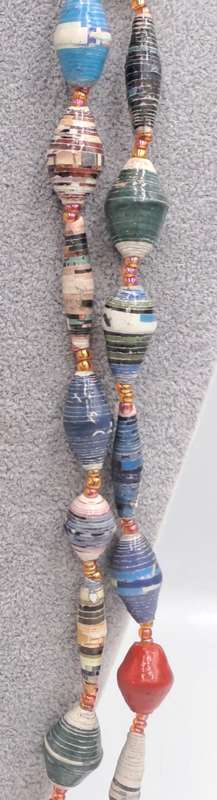 Very Long Hand Made Paper Bead Necklace  - Uganda -170cm