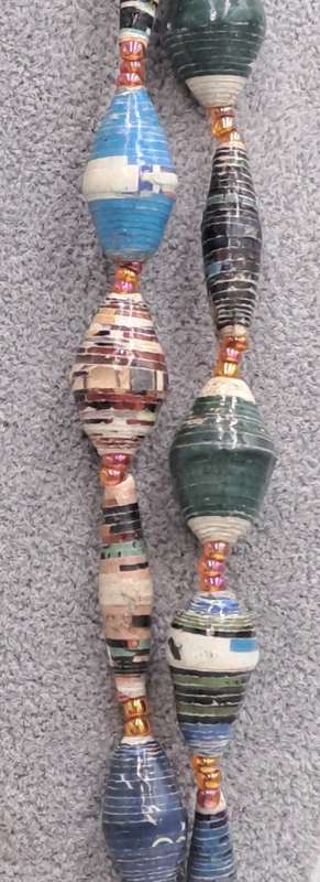 Very Long Hand Made Paper Bead Necklace  - Uganda -170cm