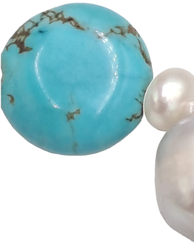 Vintage Genuine baroque Pearl,turquoise,lepidolite Natural stone Necklace with matching bracelet