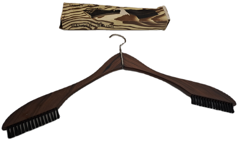 Vintage 1960's Foldable Hotel 17.75" Wooden Suit/Jacket Hanger with Dual Brushes - Japan