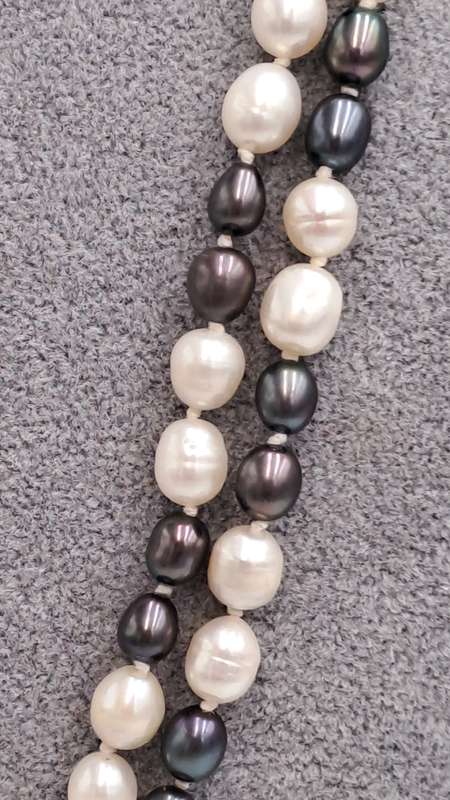 Long Vintage Genuine Pearl Necklace 130cm (1,3 Meter) -White Pearls are 8mm