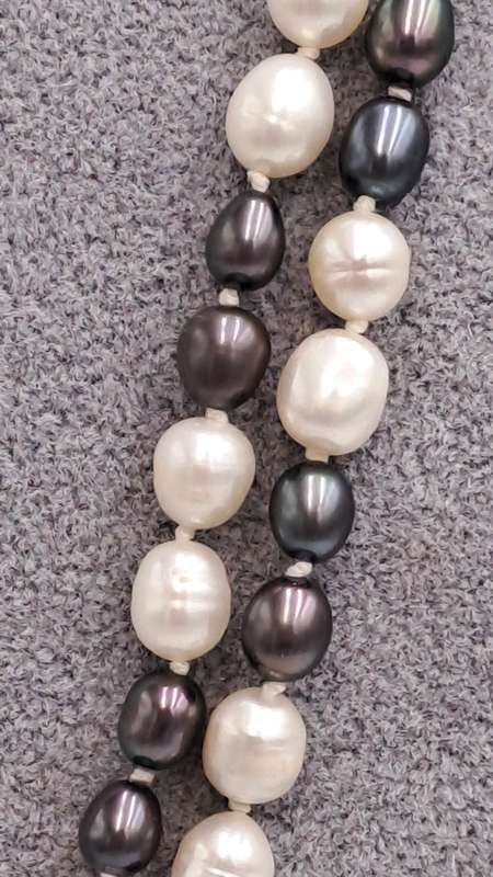 Long Vintage Genuine Pearl Necklace 130cm (1,3 Meter) -White Pearls are 8mm