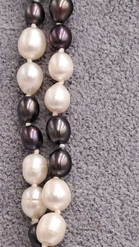 Long Vintage Genuine Pearl Necklace 130cm (1,3 Meter) -White Pearls are 8mm