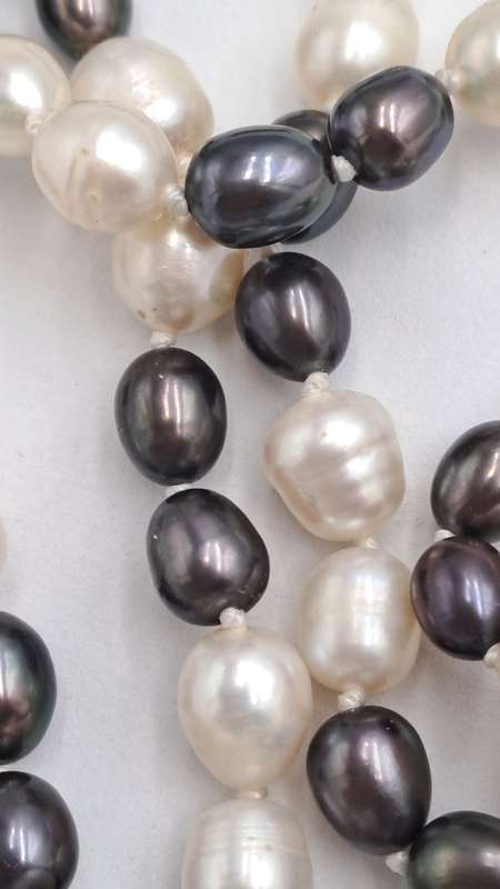 Long Vintage Genuine Pearl Necklace 130cm (1,3 Meter) -White Pearls are 8mm