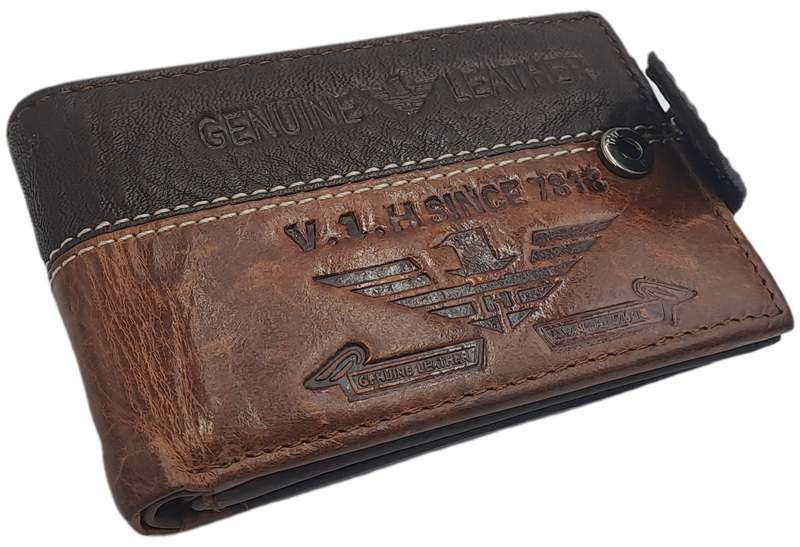 Brown Men's Genuine V.1.H  Leather Wallet -Holds Cards,Licence 0r ID and Change-Unused