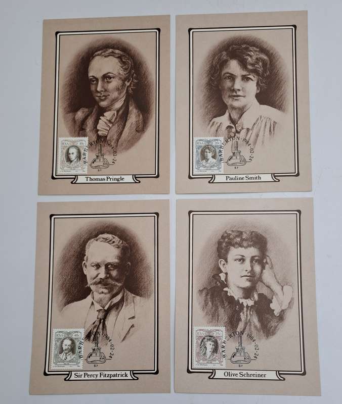 1984 SOUTH AFRICA Set of 4 Post Cards -MAXI CARDS 4 Authors (5 sets available)