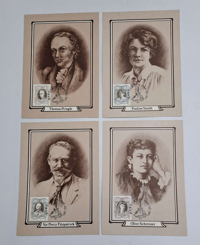 1984 SOUTH AFRICA Set of 4 Post Cards -MAXI CARDS 4 Authors (5 sets available)