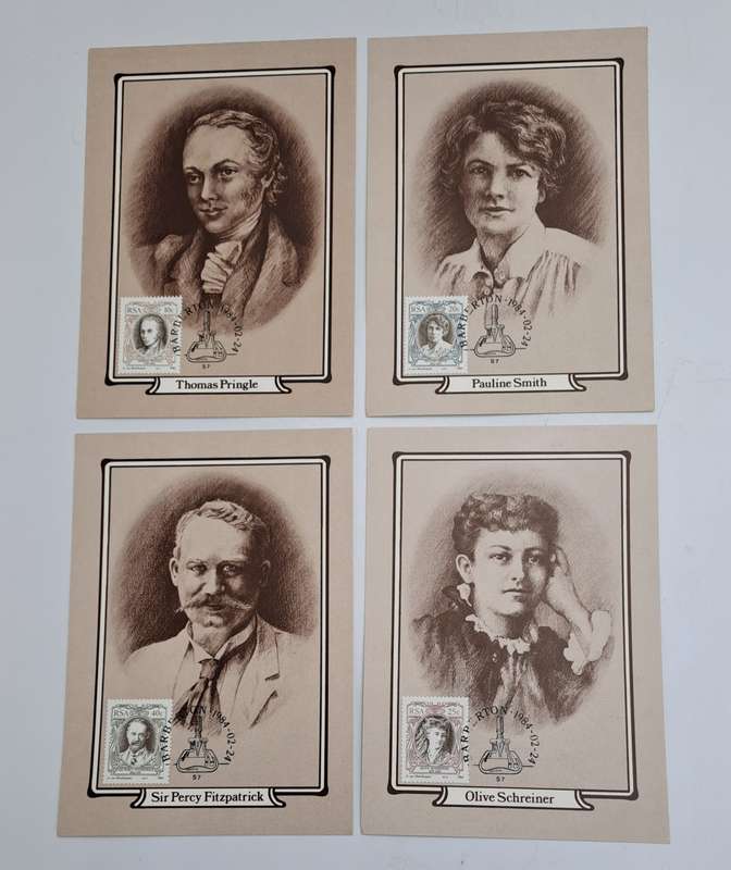 1984 SOUTH AFRICA Set of 4 Post Cards -MAXI CARDS 4 Authors (5 sets available)