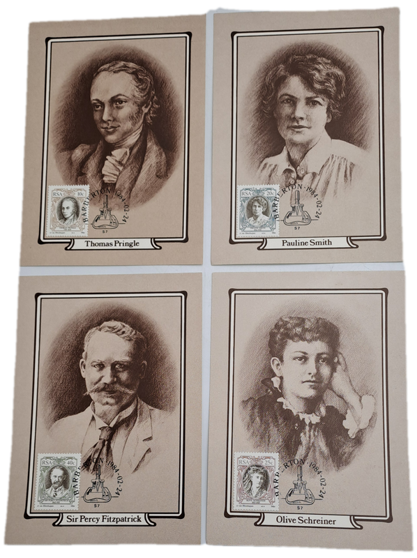 1984 SOUTH AFRICA Set of 4 Post Cards -MAXI CARDS 4 Authors (5 sets available)