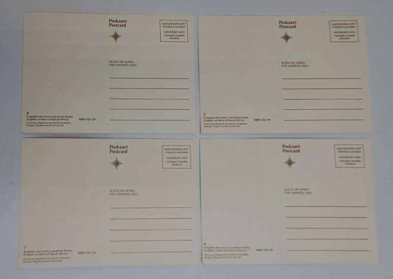 1984 SOUTH AFRICA Set of 4 Post Cards -MAXI CARDS 4 Authors (5 sets available)