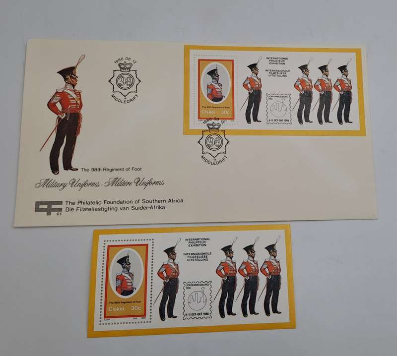 1986 First Day Cover Johannesburg 100 -Ciskei Military Uniforms 98th Regiment+ Stamp-(6 Available)