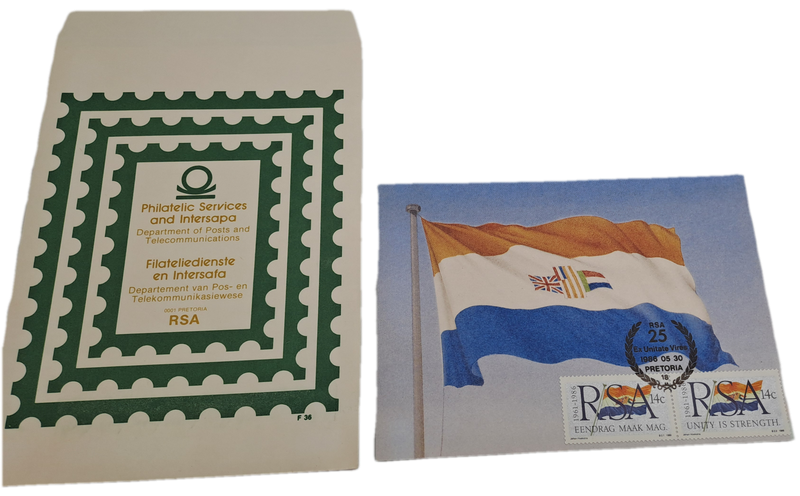 1961 To 1986 RSA 25 Years Postcard with Stamps- in Philatelic Services envelope -