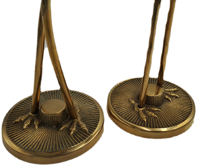 Pair of Solid Brass Crane Figurines