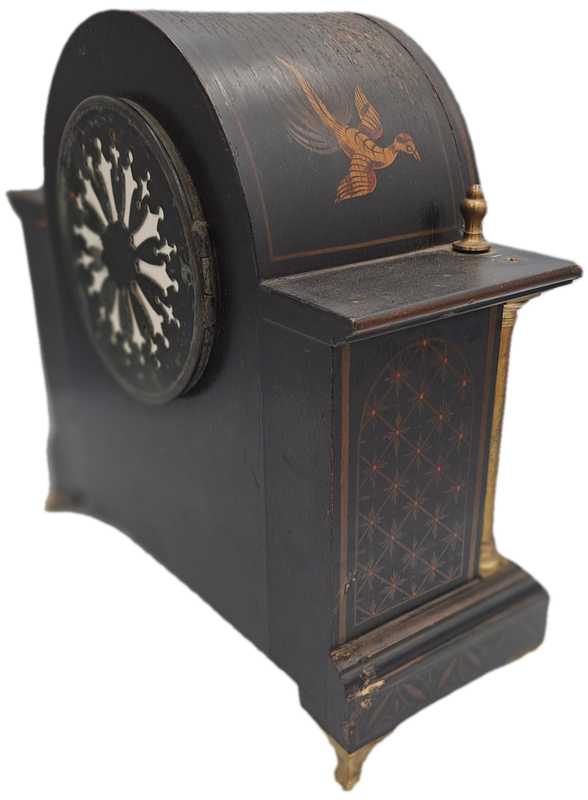 Chinoiserie Decorated Mantel Clock Circa 1920s French Movement --see condition