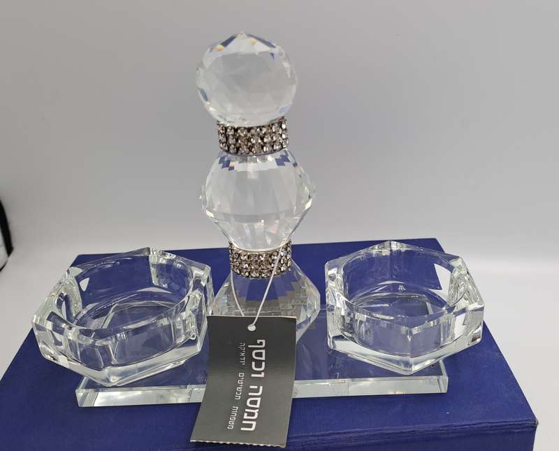 Hamsa Crystal Judaica Candle Holder -Boxed -Unused -Top Quality
