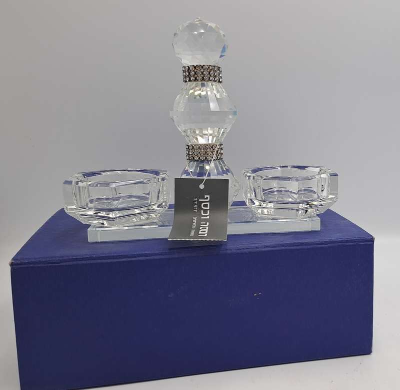 Hamsa Crystal Judaica Candle Holder -Boxed -Unused -Top Quality