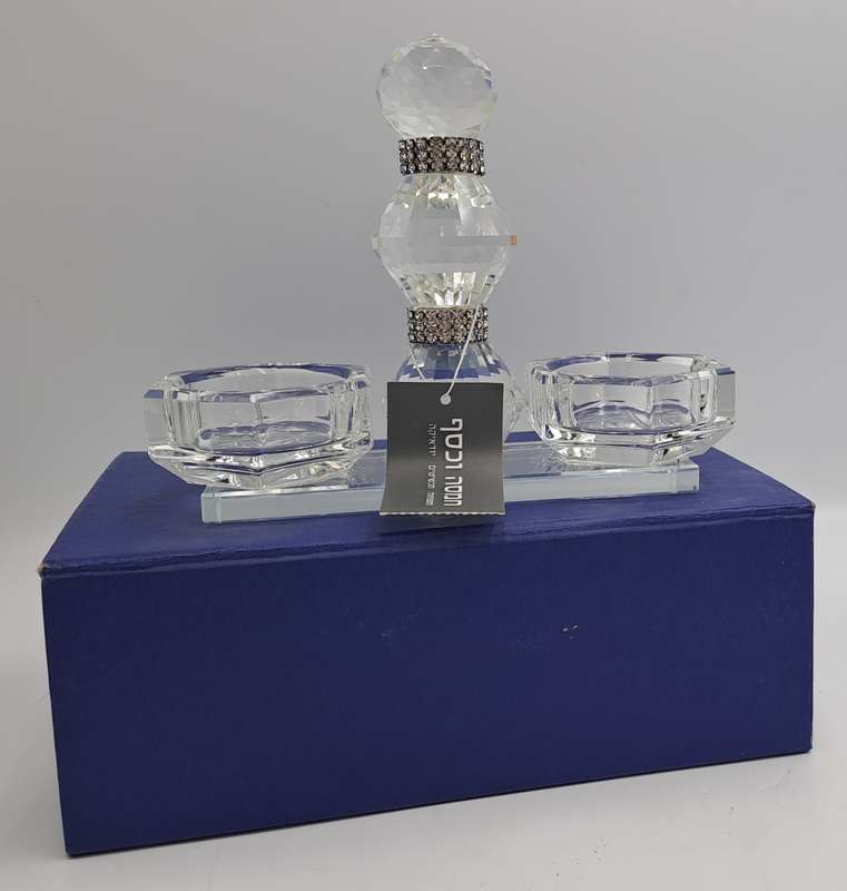 Hamsa Crystal Judaica Candle Holder -Boxed -Unused -Top Quality