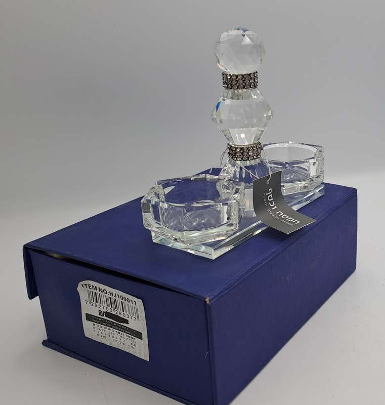 Hamsa Crystal Judaica Candle Holder -Boxed -Unused -Top Quality
