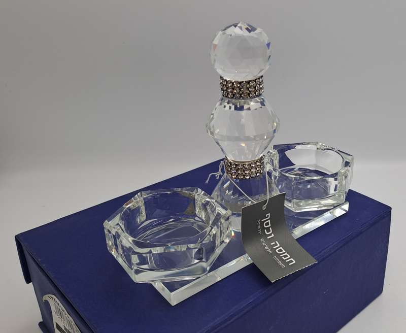 Hamsa Crystal Judaica Candle Holder -Boxed -Unused -Top Quality