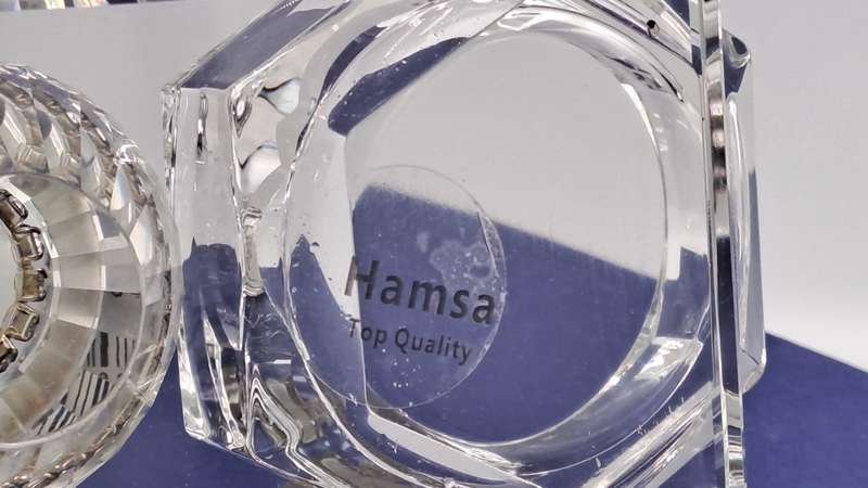 Hamsa Crystal Judaica Candle Holder -Boxed -Unused -Top Quality