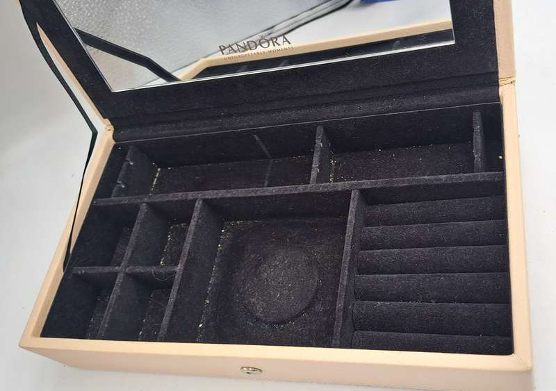 Pandora Leather Covered Jewelry Box with Mirror