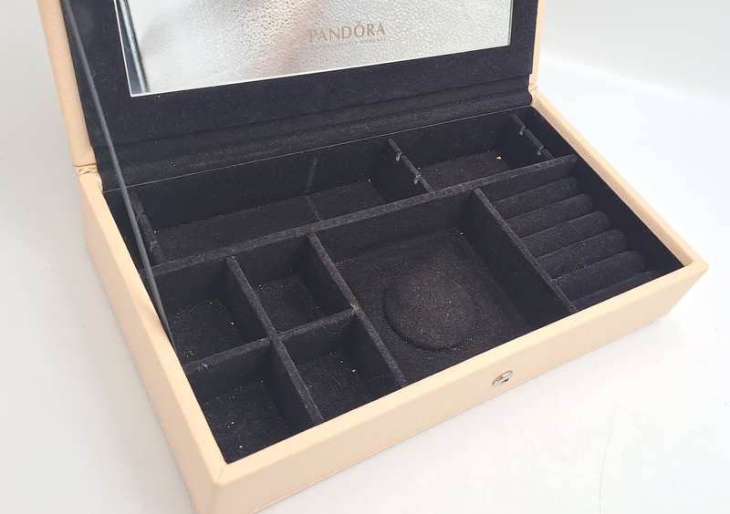 Pandora Leather Covered Jewelry Box with Mirror