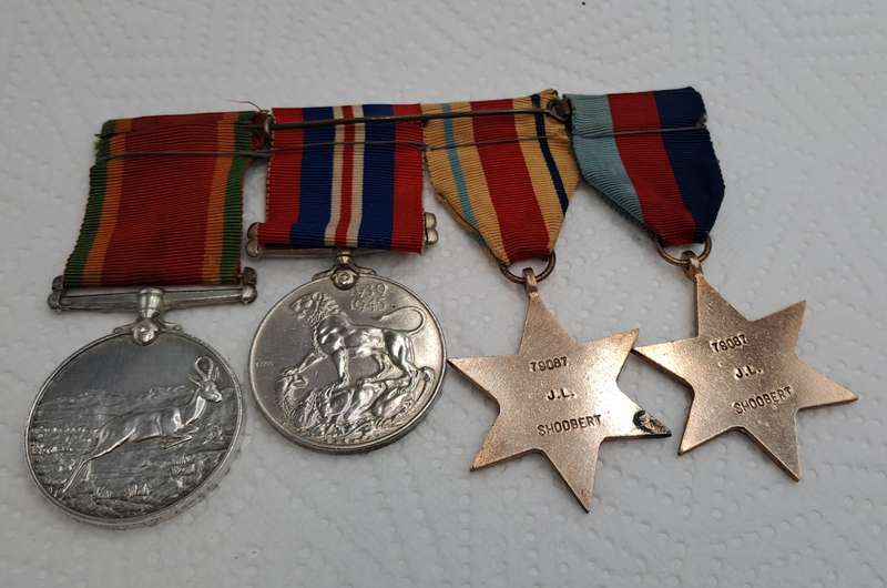 Set of 4 Full Size WW2 (World World 2) Medals Issued to J.L Shoobert Nr.79087
