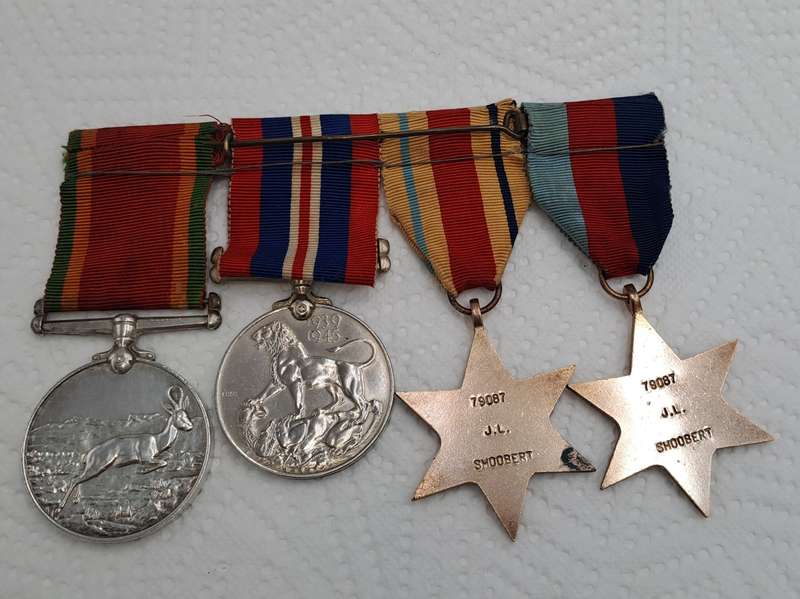 Set of 4 Full Size WW2 (World World 2) Medals Issued to J.L Shoobert Nr.79087