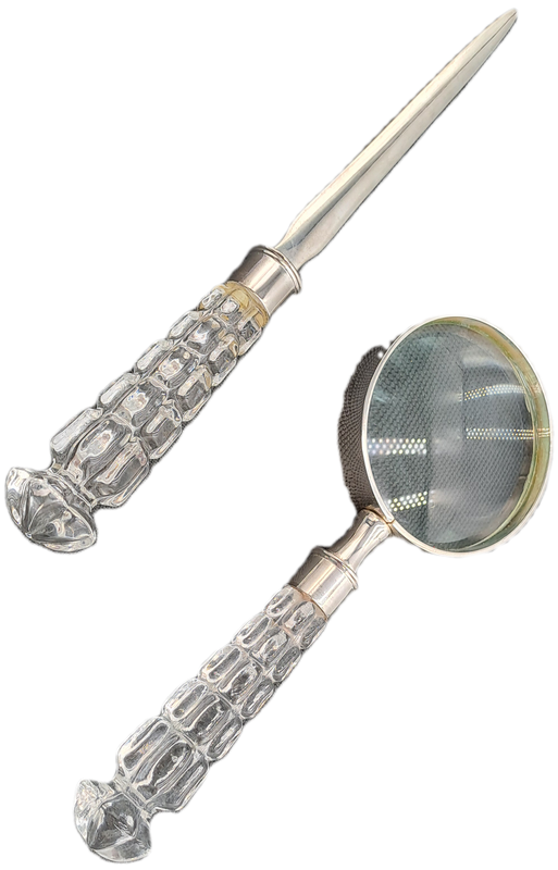 Magnifying Glass and Letter Opener with Crystal handles-Maison de Campagne-French Made