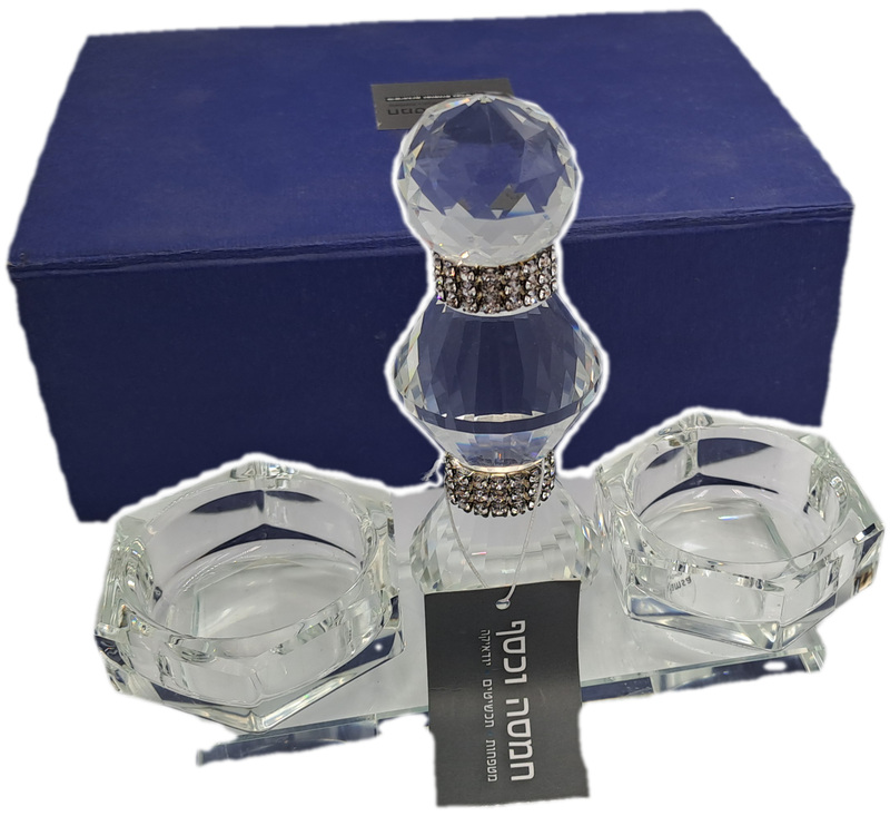 Hamsa Crystal Judaica Candle Holder -Boxed -Unused -Top Quality