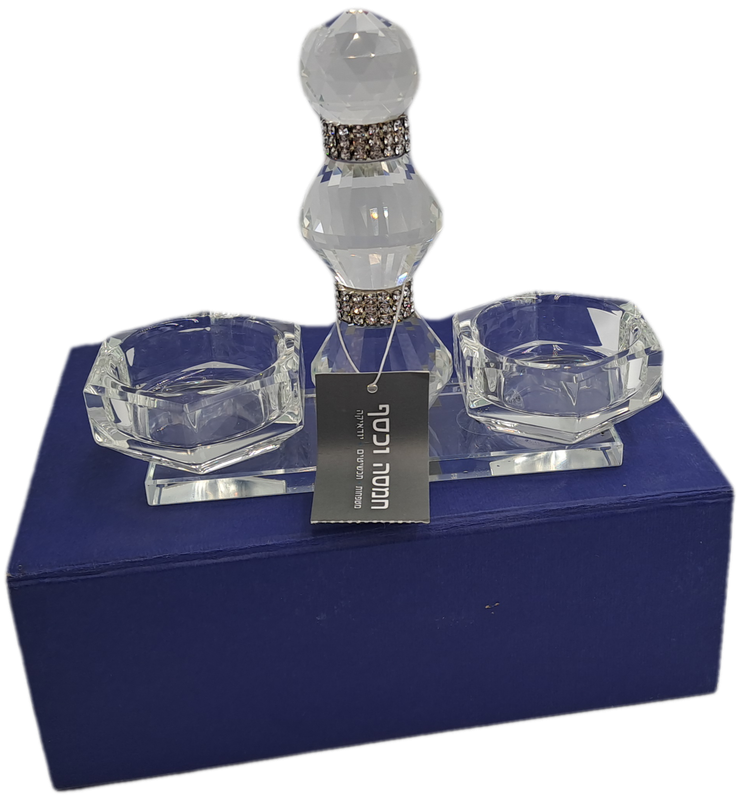 Hamsa Crystal Judaica Candle Holder -Boxed -Unused -Top Quality