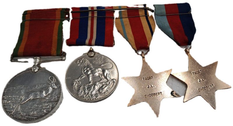 Set of 4 Full Size WW2 (World World 2) Medals Issued to J.L Shoobert Nr.79087