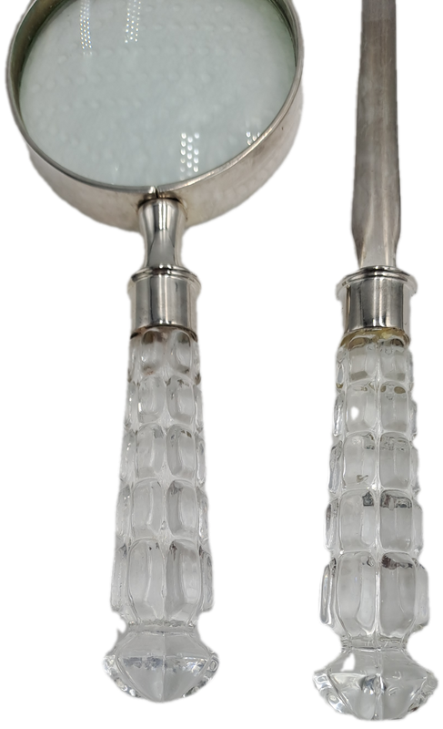 Magnifying Glass and Letter Opener with Crystal handles-Maison de Campagne-French Made