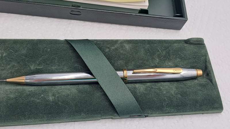 Vintage Mechanical CROSS Pencil in Box - Chrome and Gold tone - working