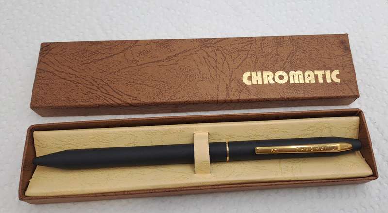 Vintage CHROMATIC Pen Double-Twist 2 Color Pen-USA ink is dry-in Box