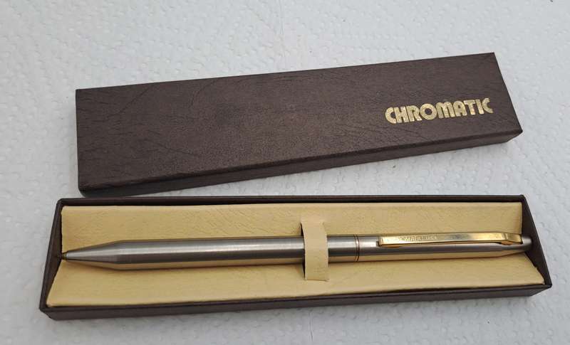 Vintage CHROMATIC Pen Double-Twist 2 Color Pen-USA ink is dry-in Box